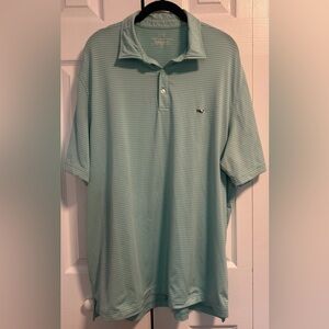 Men's Vineyard Vines Blue and Cream Performance Polo